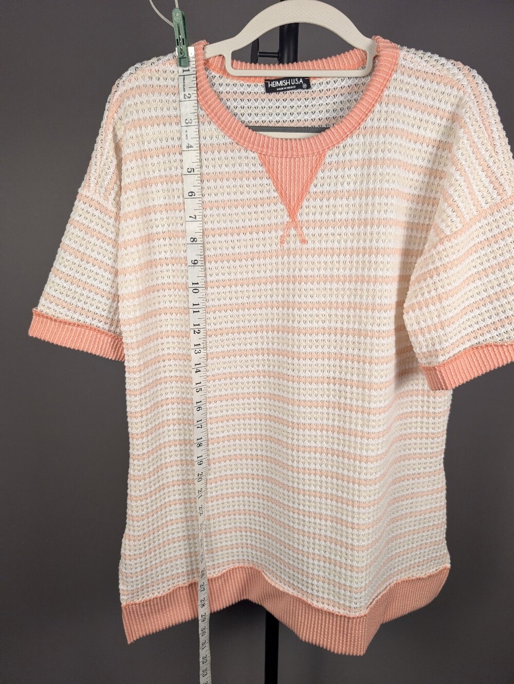 Heimish U.S.A. Women’s M Coral Ivory Striped Open Knit Oversized Top Nwot A-257 - Picture 2 of 16